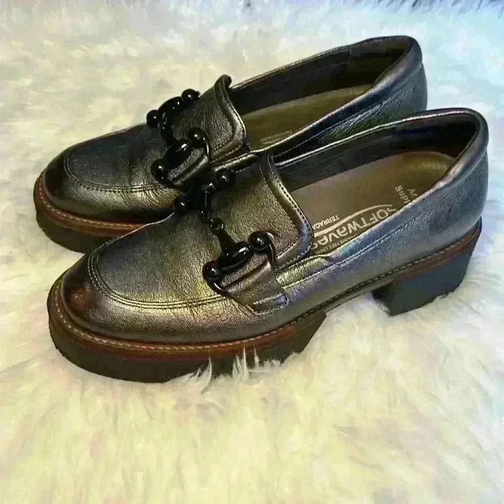 Softwaves BRINA Loafer in PEWTER Lug Sole Slip On Womens Size 38.5 - Picture 5 of 15